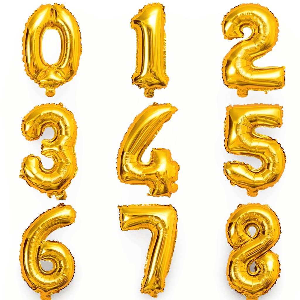 Balões Números Metalizados 80cm Prata Dourado Para Festa Aniversário Idade