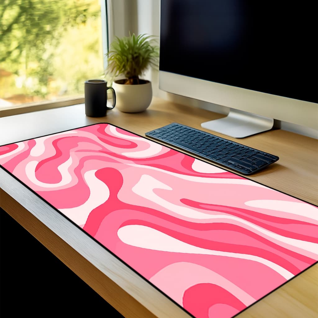 Mouse Pad Gamer Pink Antiderrapante Grande 70x35 80x35 90x40 90x50 cm Borda Costurada