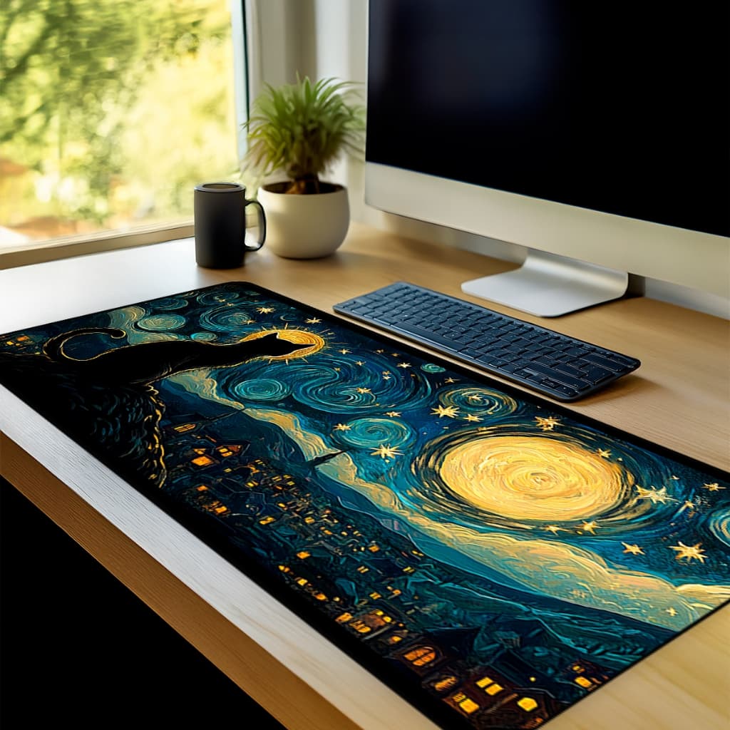 Mouse Pad Gamer Pintura Antiderrapante Grande 70x35 80x35 90x40 90x50 cm Borda Costurada