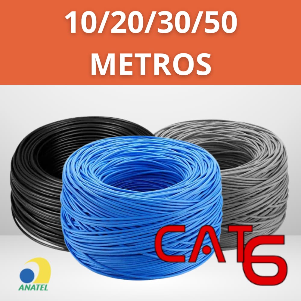 Cabo de Rede Cat6 10/20/30/50 Metros Lan Condutti Homologado Anatel