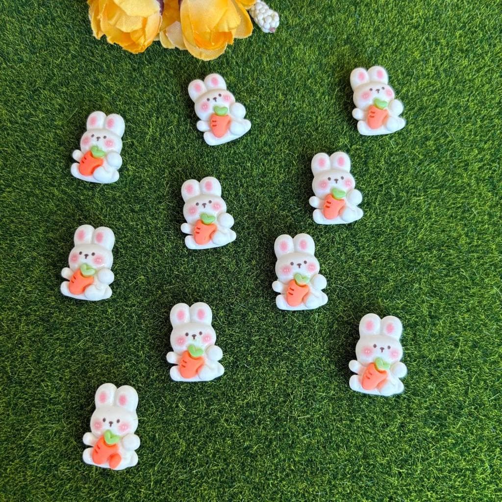 Aplique mini coelho  laranja e branco da Páscoa resina 2.5cm 10 ou mais unidades lembrancinha laceira festa infantil