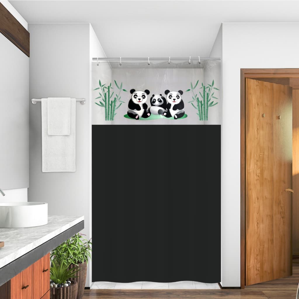 Cortina Para Box Vinil Com Visor Estampas Modernas Banheiro Anti-Mofo Com Ganchos