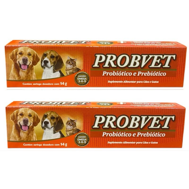 Kit C/ 2 Probvet Suplemento Probiótico e Prebiótco Para Cães e Gatos 14g