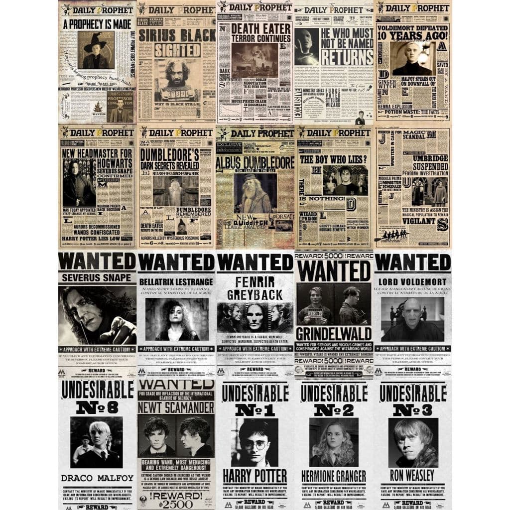 Kit 20 folhas vintage Harry Potter Profeta Diário Scrapbook A5 Scrapbooking Álbum Decorações