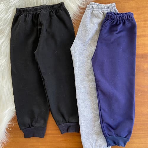 Kit 5 Calça de Moletom Outono Infantil Forrada Inverno Punho Menino e Menina  Confortável Pelúciada