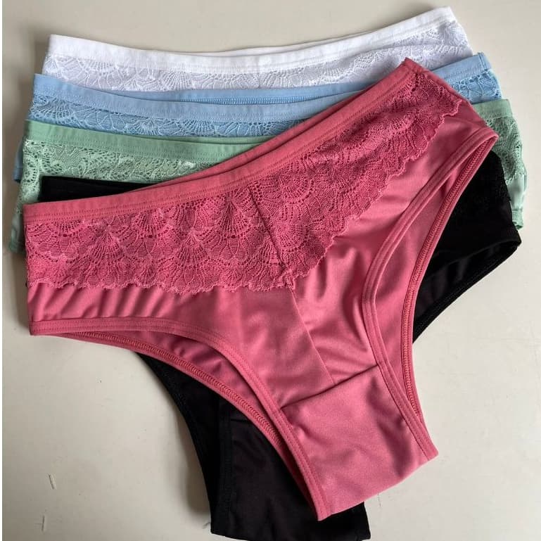 Calçola Cintura Alta | Kit 5 | Tanga Cós Alto Segura Barriga Conforto Feminina Reduz Culote Plus Size