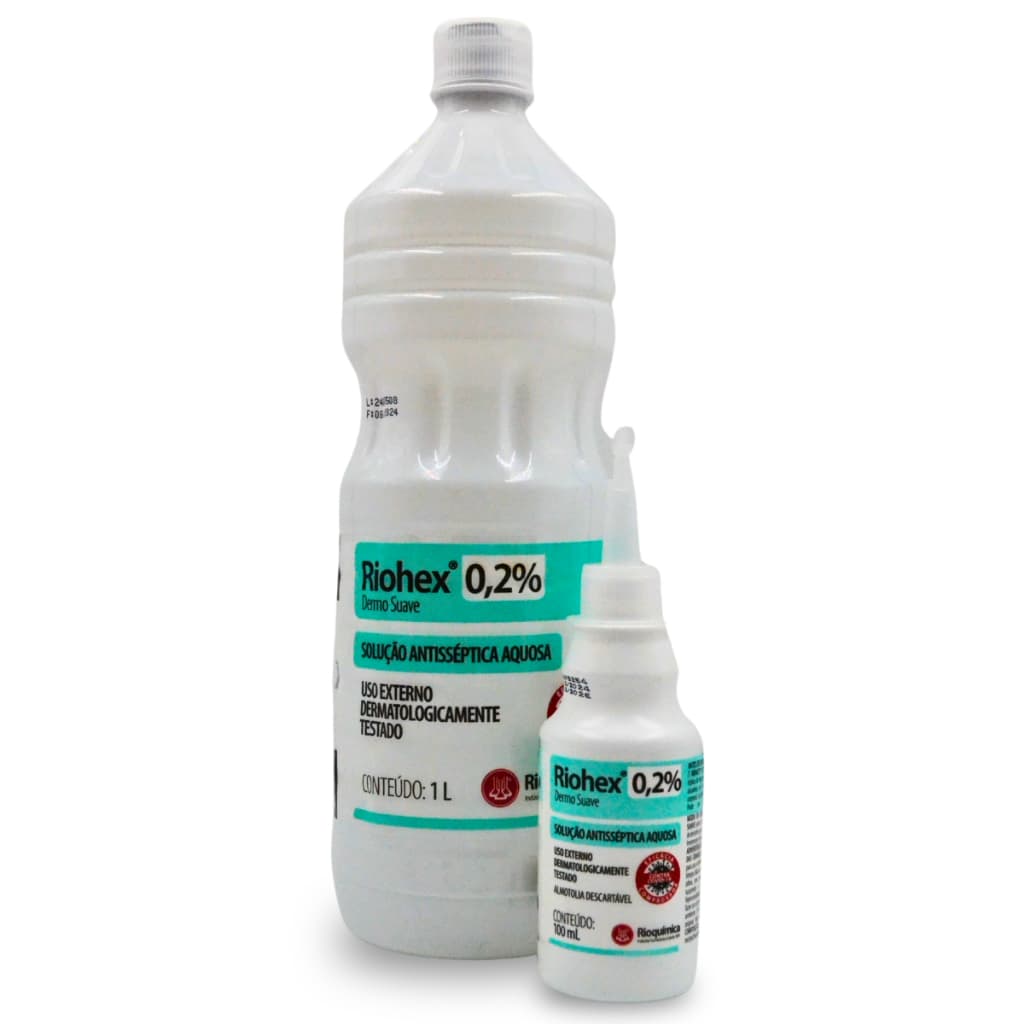 Riohex 0,2 1 LITRO + REFIL 100ml Solução Aquosa Dermo Suave - Rioquímica