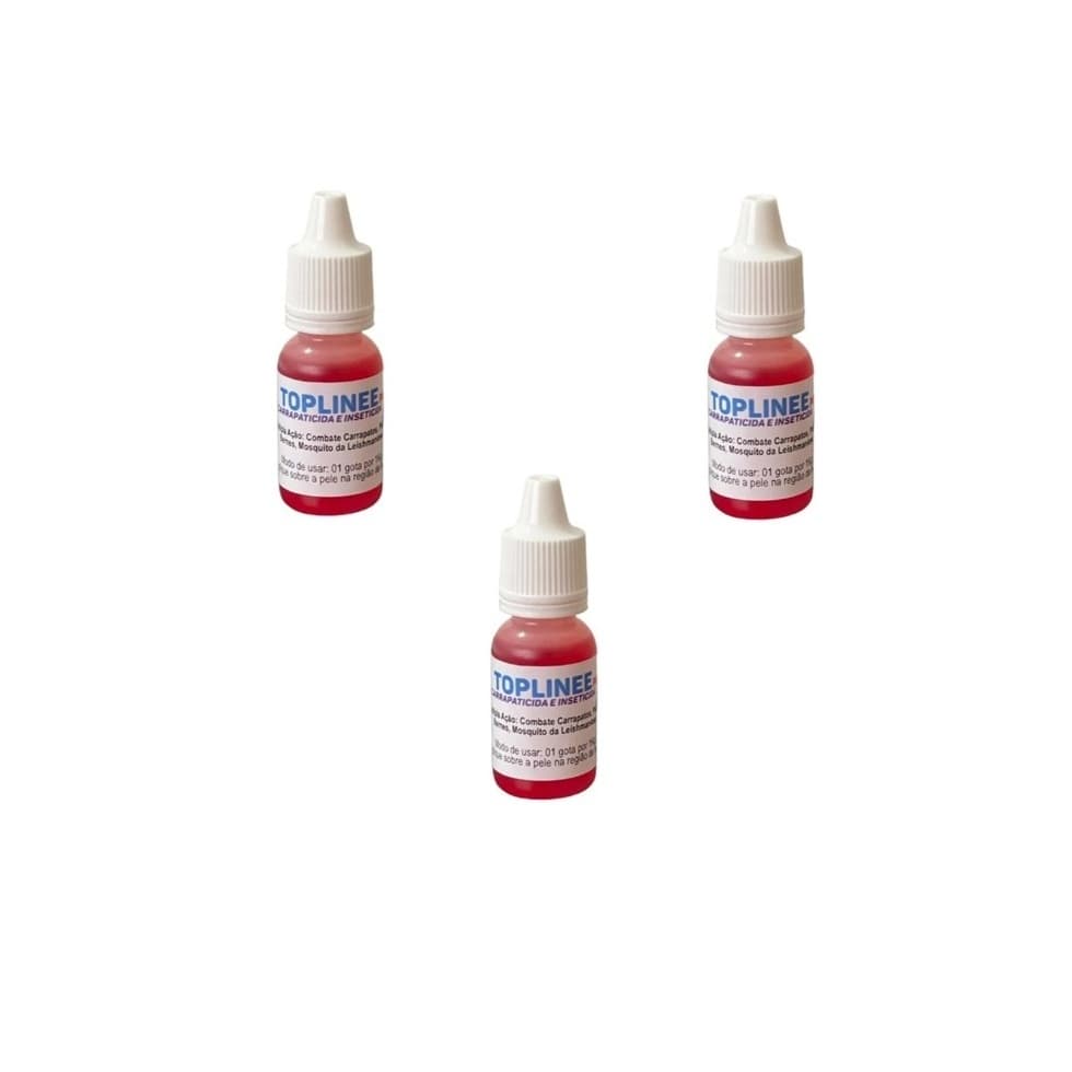 Kit 3x Topline 10ml Poderoso Antipulgas Carrapatos Repelente Para Cães