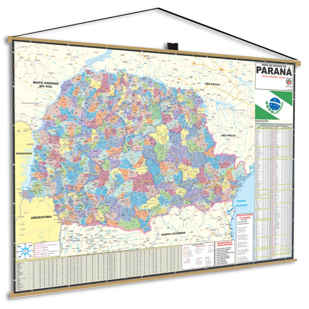 Mapa Estado Do Paraná Politico Geográfico Banner Atlas Poster Geografia