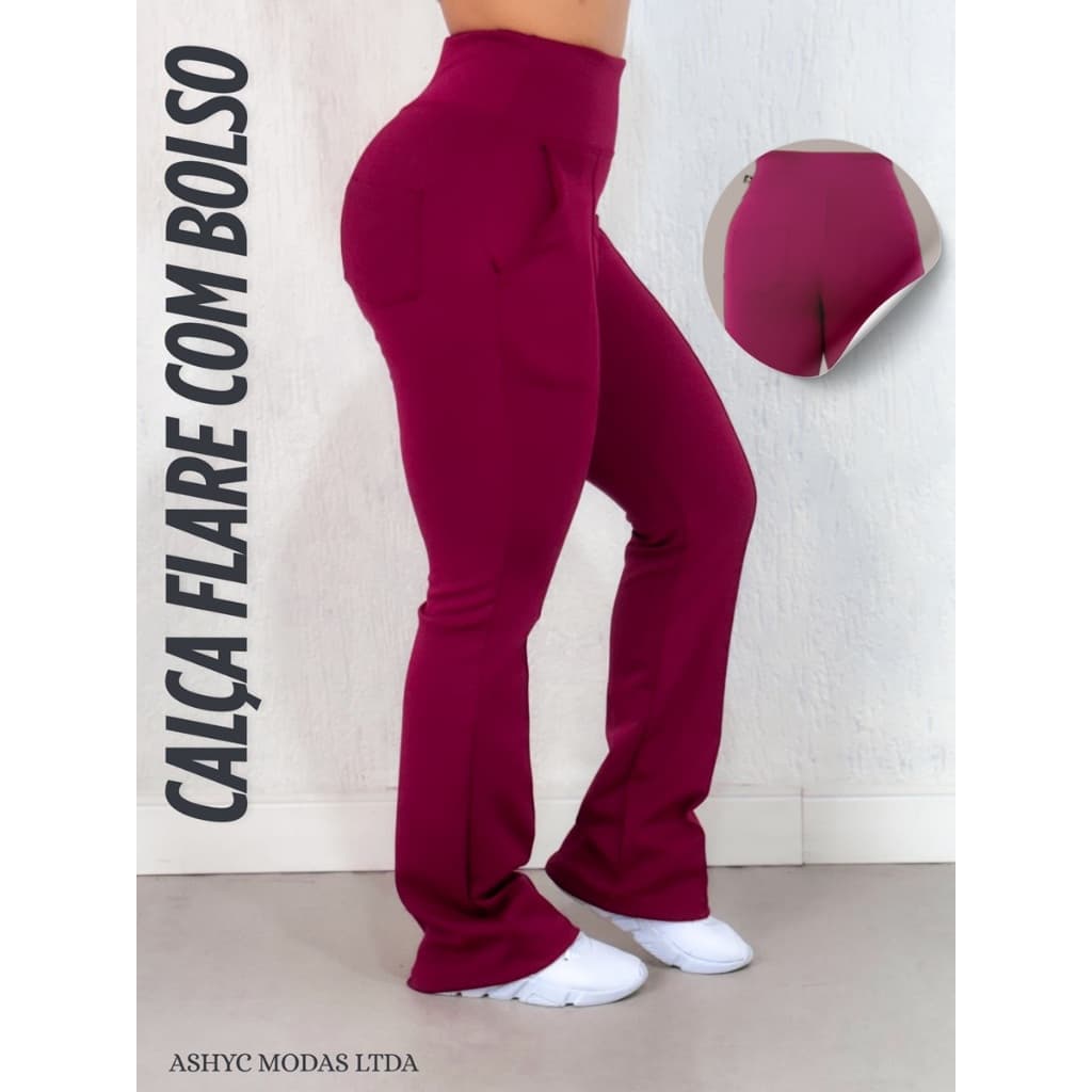 Calça Flare Neoprene Quatro Bolsos Alta Qualidade Grosso Cos Alto