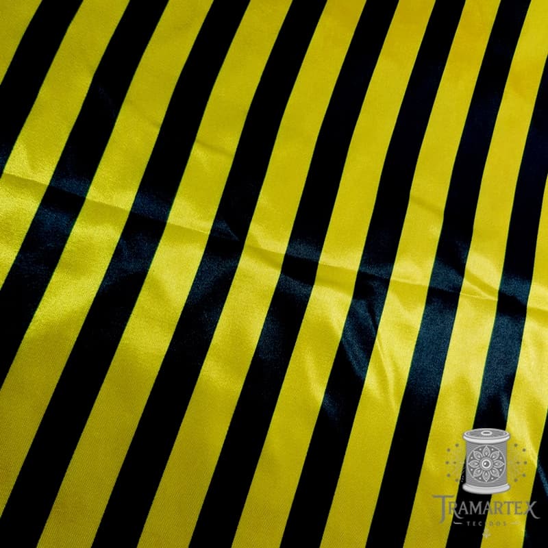 Tecido Cetim Estampado - Abelhinha Listrado – Brilhante, Leve e Macio | Ideal para Vestidos, Artesanato e Decoração