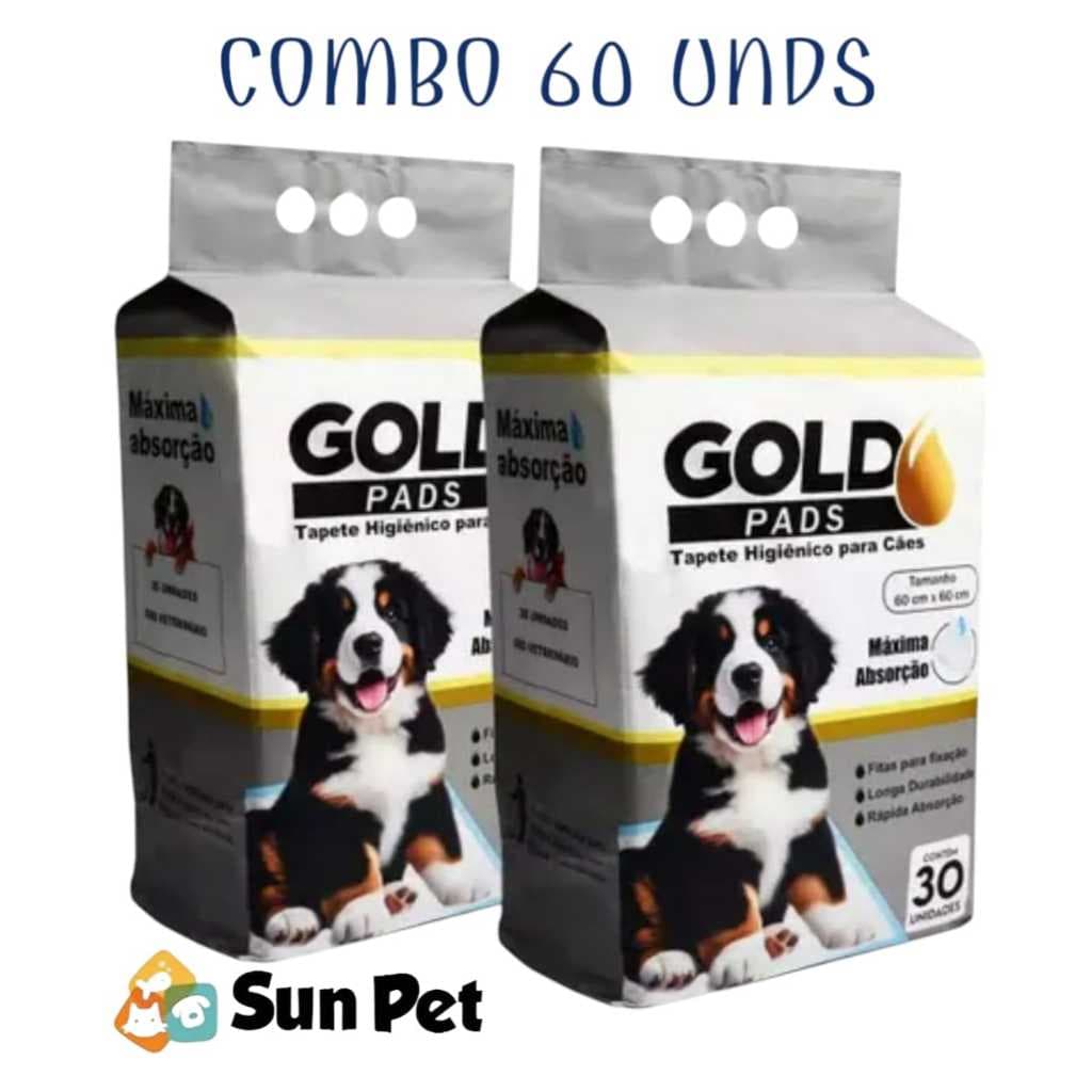 Tapete Higiênico para Cães Cachorro GoldPads Combo 60 unidades