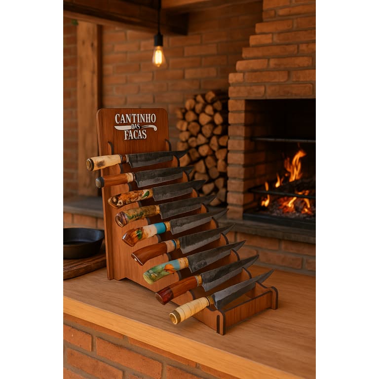 Expositor Faqueiro para 10 Facas 52x22x46 Mdf Pintado