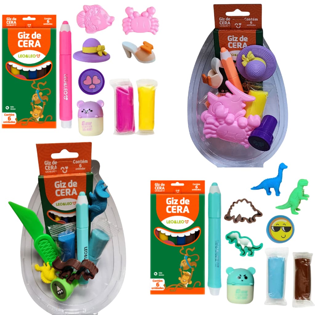 Mini Ovo de Páscoa Infantil c/ Massinha carimbo giz de cera + Itens Fofos