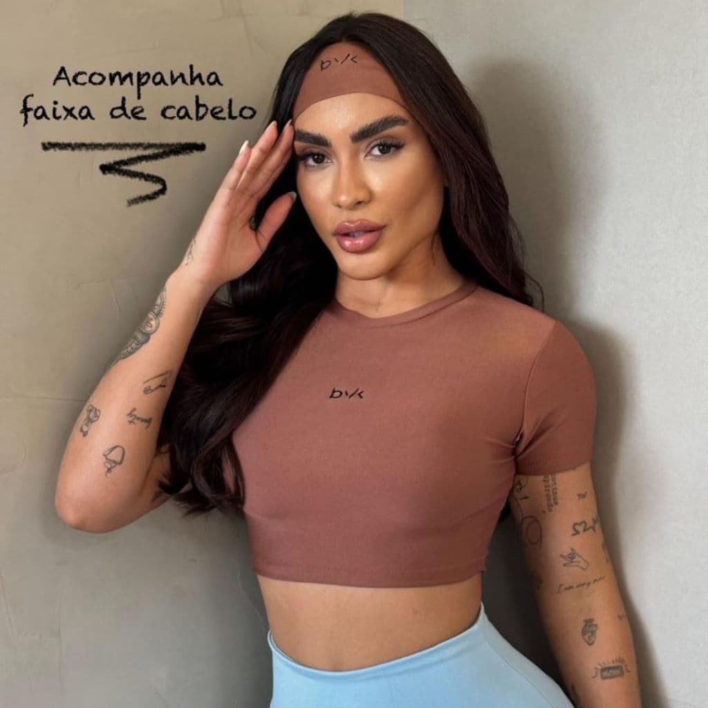 Kit Top academia + faixa de cabelo bvk sport blusinha diferente esportiva treino corrida blusinha