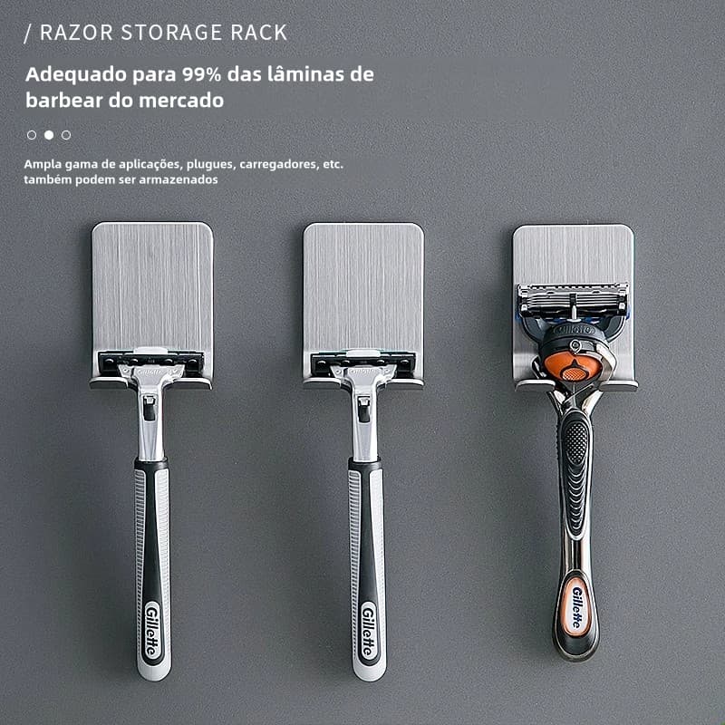 Suporte Para Parelho De Barbear Lamina Gillette Gilete Prestobarba Em Aço Inox Fita 3M