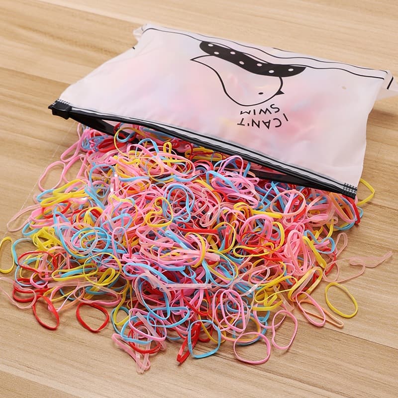 2000 Peças Bolsa Elástico De Cabelo Feminino Descartável Multicolorido