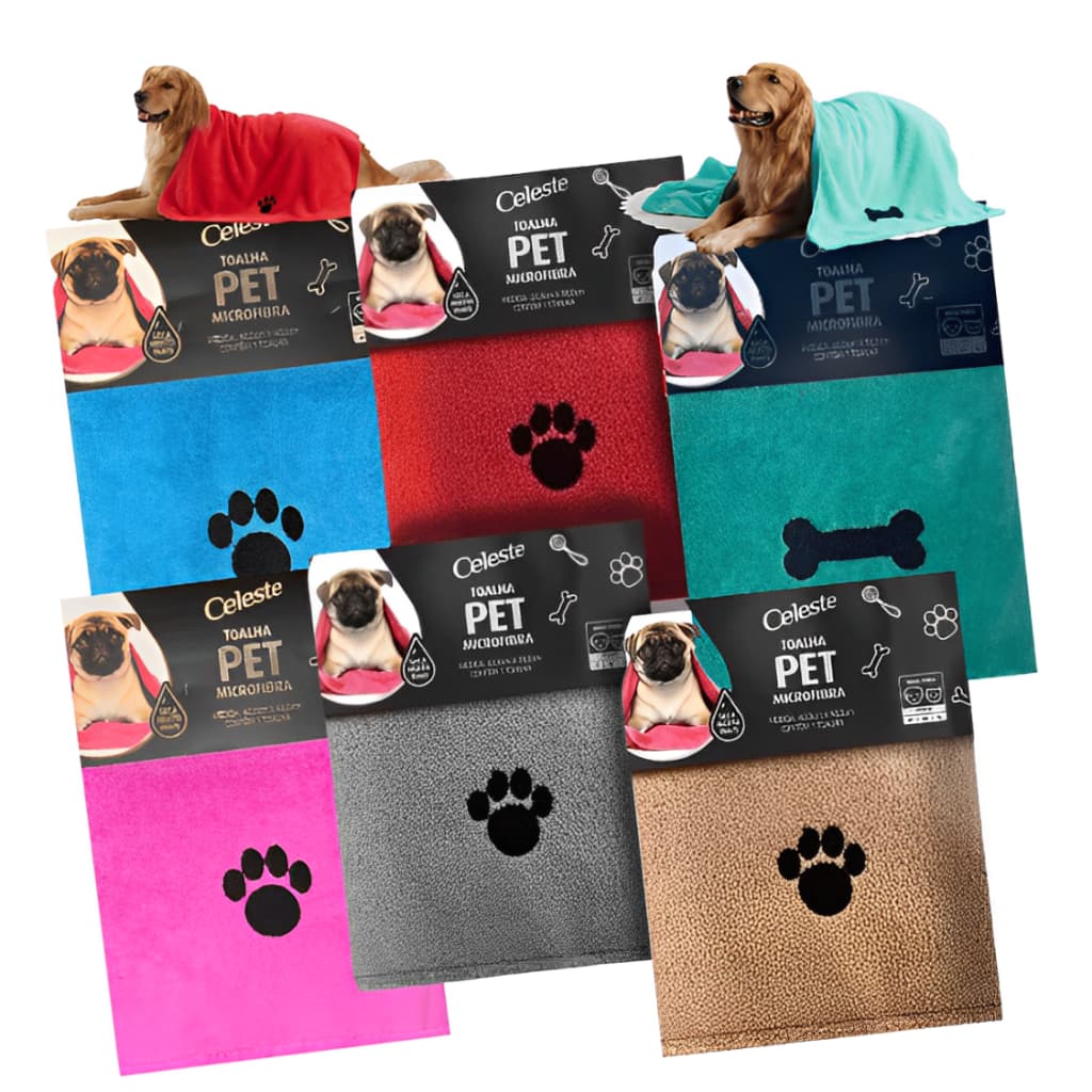 Toalha Pet Microfibra Super Absorvente 60x90 Para Cachorro e Gato Banho Secagem Rápida