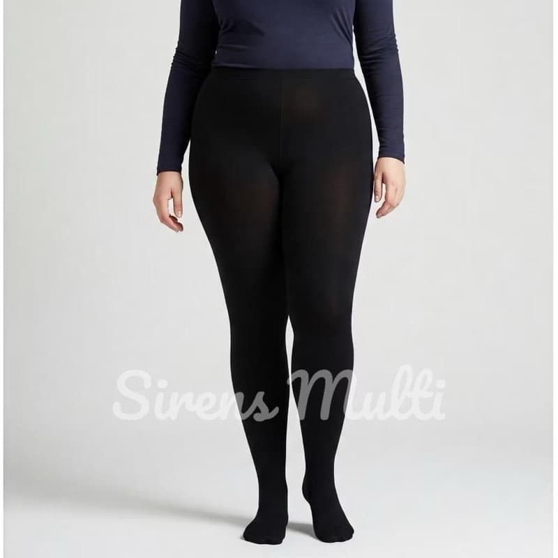 Meia Calça PLUS SIZE Com Pé Preta Grossa Fio 80 Flanelada Inverno Quentinha e Forrada