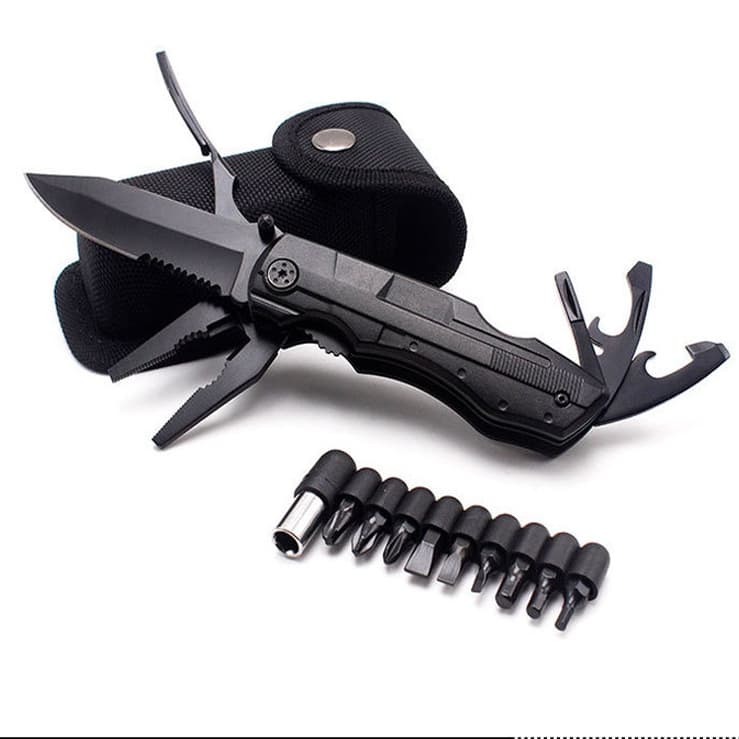 Faca Alicate Universal Multiferramenta Dobráveis 6 em 1 com Kit Chave de Fenda 9 em 1