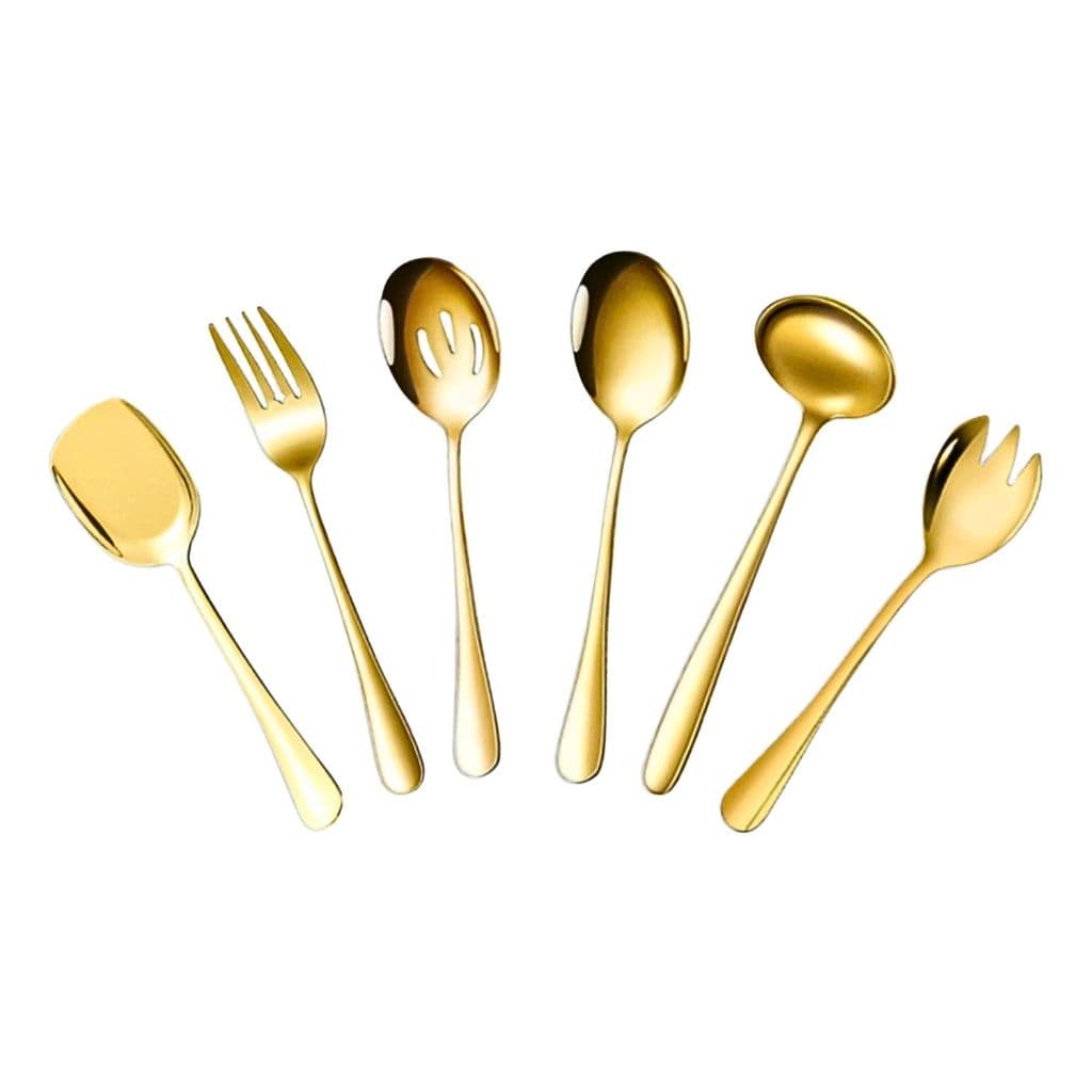 Talheres De Aço Inox Dourado Garfo De Colher De Macarrão Para Salada Na Cozinha Talheres De Bom Gosto