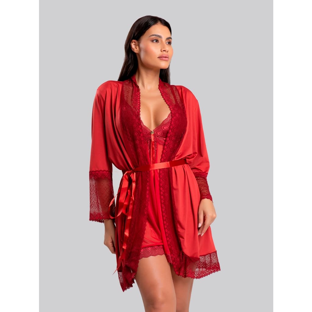 Robe Microfibra Renda IMI Lingerie Hobby Feminino roupão confortável Com Renda Florallys