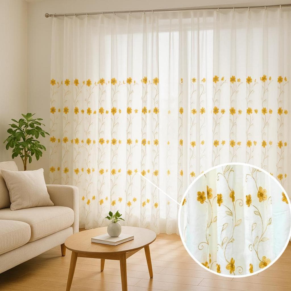 CORTINA PARA SALA BORDADA 3,00 X 2,70 COM ILHÓS CROMADO - PREÇO DE FÁBRICA