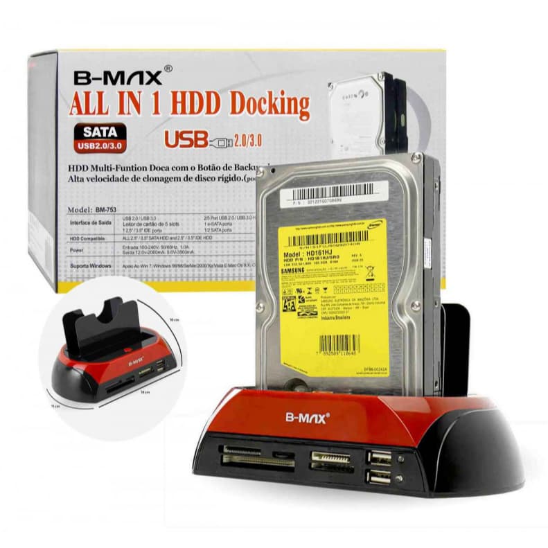 Dockstation Leitor Usb Hd Externo Case Sata Ssd Ide Sd Bm753