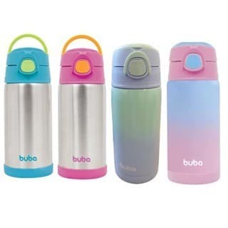 Garrafa Com Canudo Térmica Parede Dupla 400ml 3+ Meses Da Buba