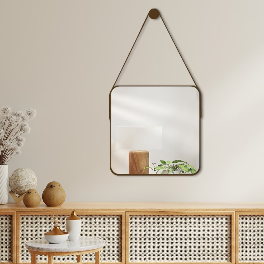 Espelho Adnet Quadrado 50x50 cm com Alça - Design Moderno para Salas, Quartos e Escritórios