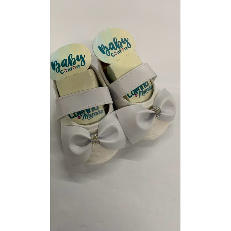 Sapatinho de bebê- Sapatilha Boneca Feminina Branca