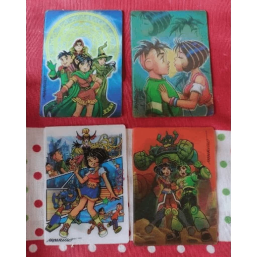 4 Cards Holográficos Turma da Monica Jovem 4 Dimensões Mágicas