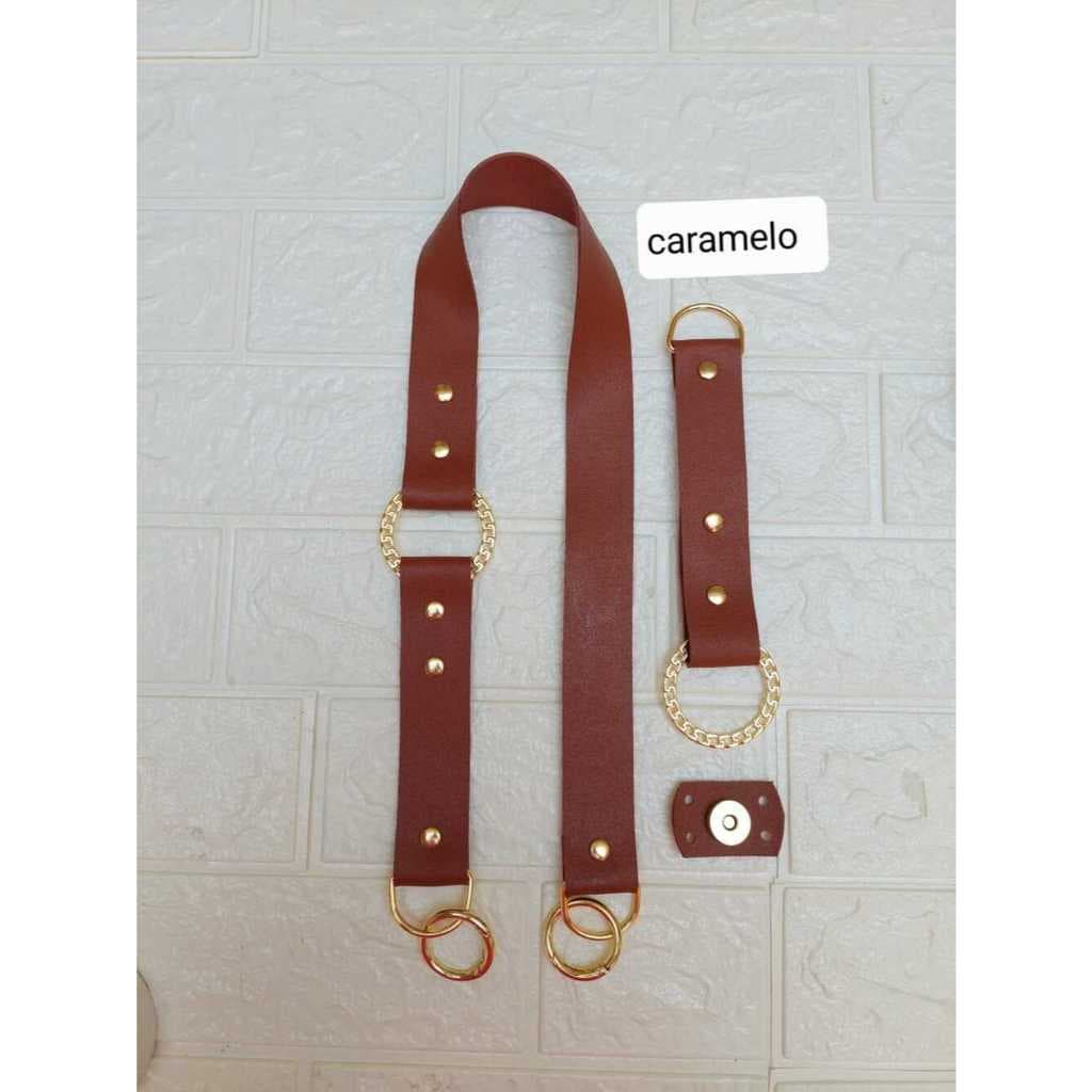 Kit Alça e Fecho de couro com argola articulada para bolsas,bolsas de croche