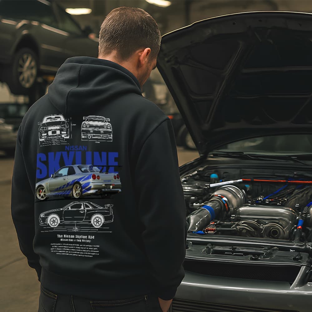 Moletom Masculino  Skyline Gtr R34  Blusa De Frio Veloses e Furiosos Carro Tunado Turbo