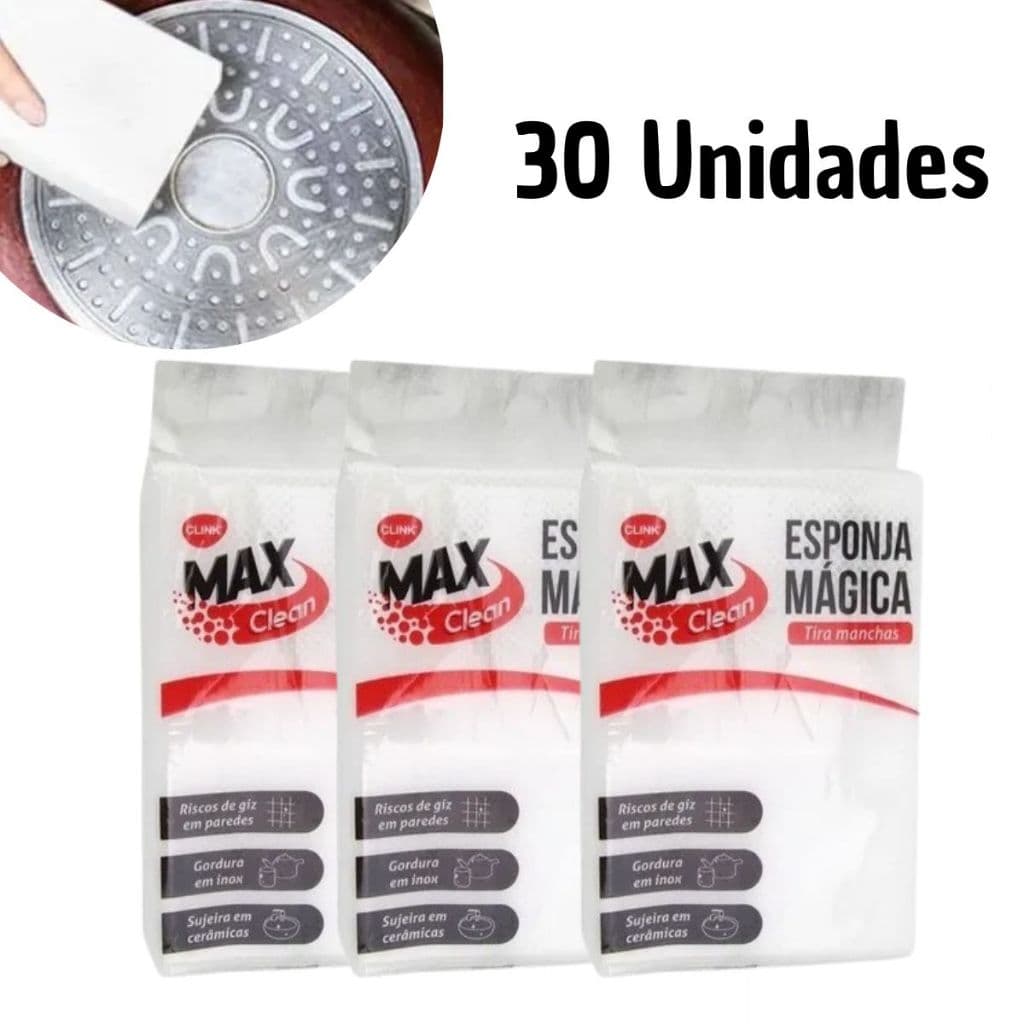 Kit com 30/20/10 Esponja Mágica Branca Tira Manchas Max Clean Clink