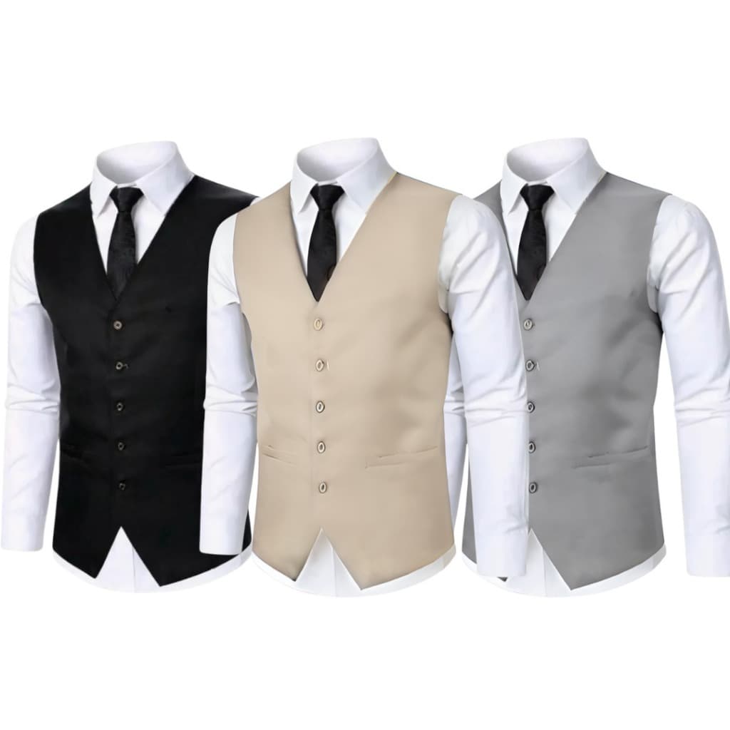 Kit 3 Coletes Social Alfaiataria Masculino Slim C/ 5 Botões - Envio Imediato