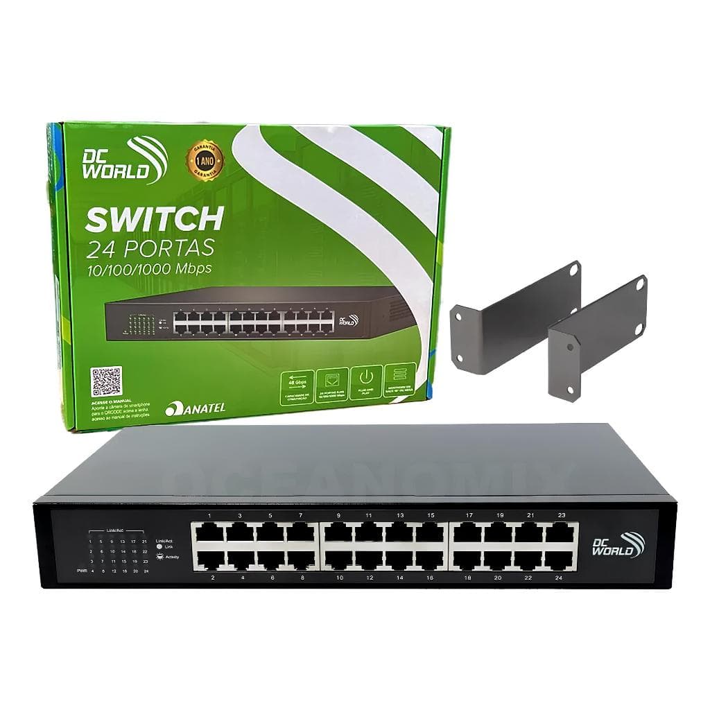 Switch Gigabit 24 Portas Gigabit 10/100/1000 DC-10008 - Dc World - HOMOLOGADO ANATEL