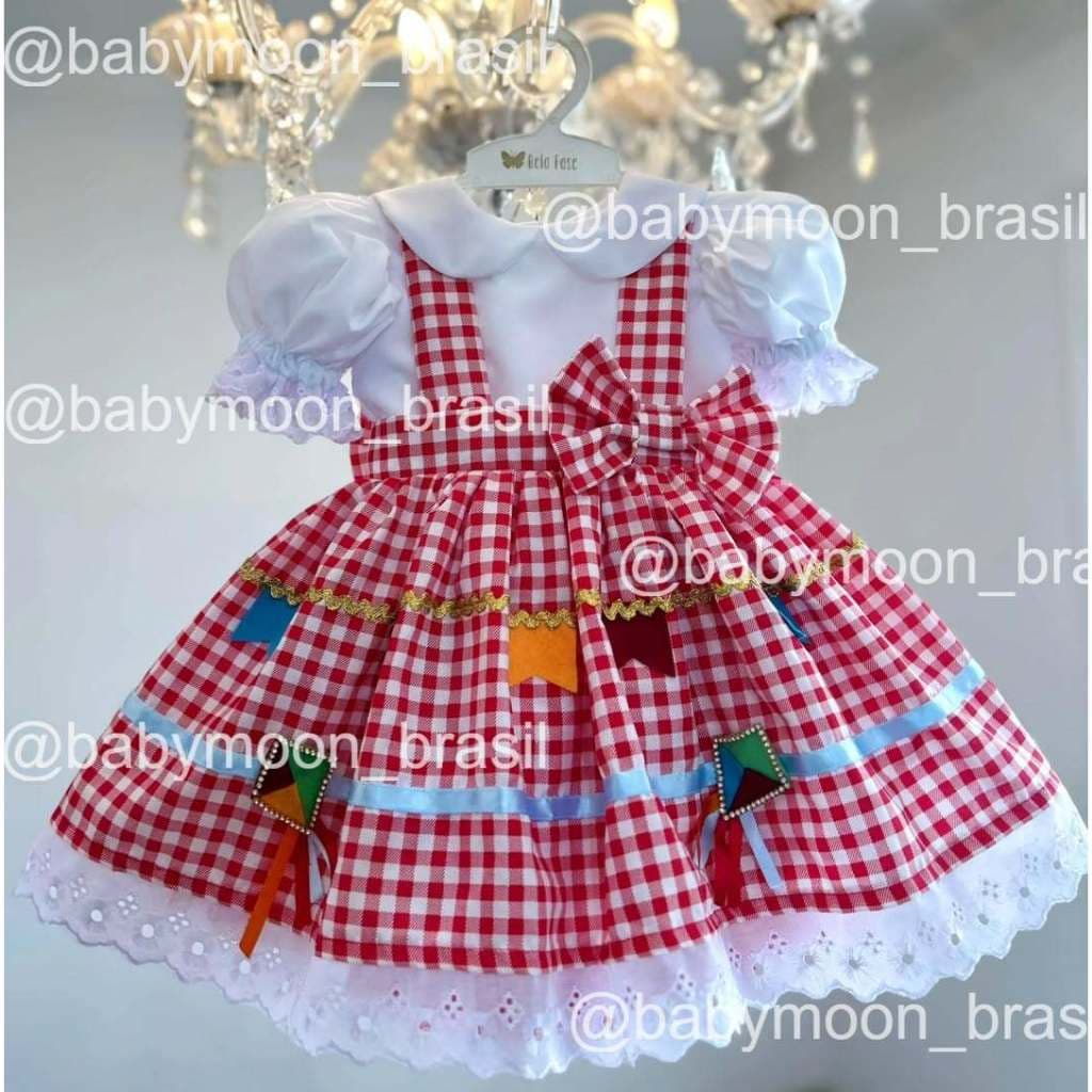 Vestido Junino Festa Junina Quadrilha Xadrez Vermelho