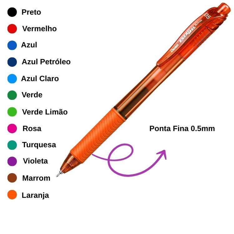 Caneta Energel X Retrátil 0.5mm BLN105 PENTEL