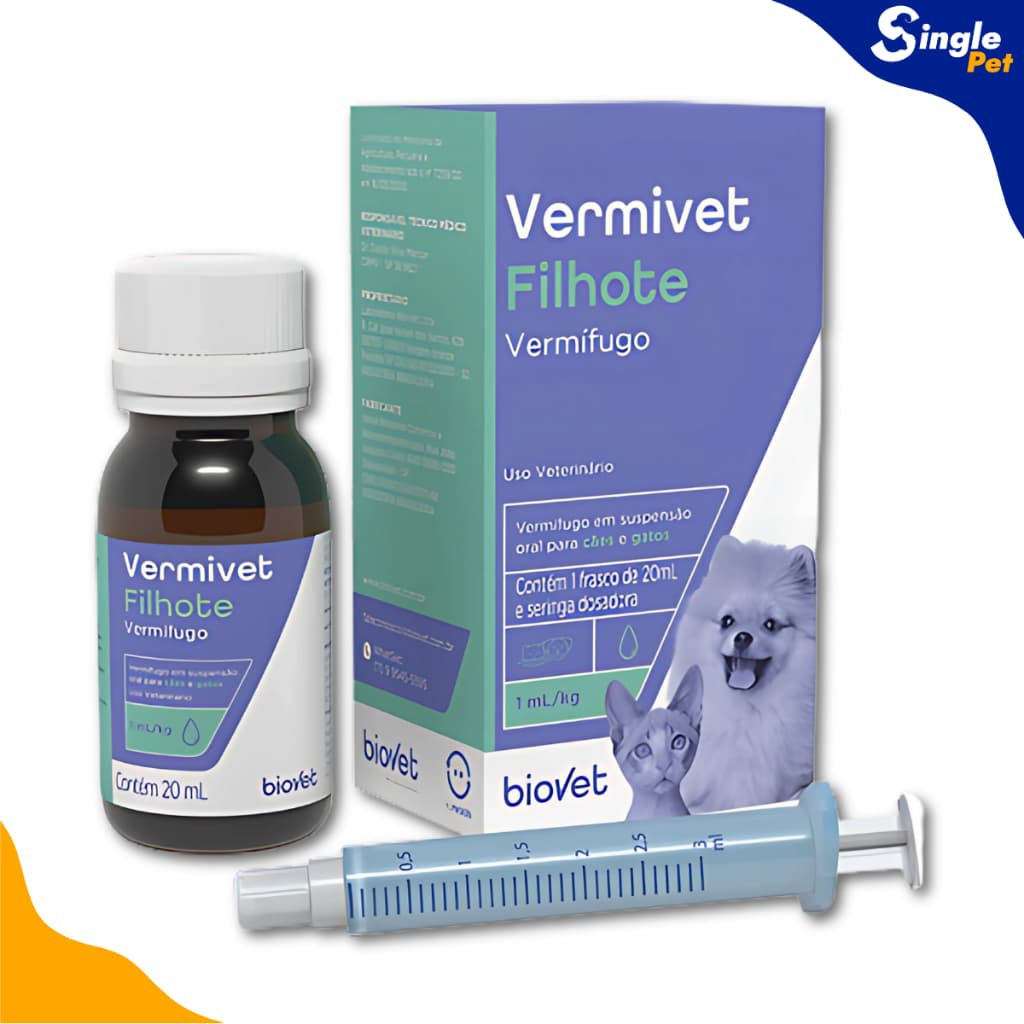 Biovet Vermivet Filhote Cachorros Gatos 1ml com Frasco 20ml