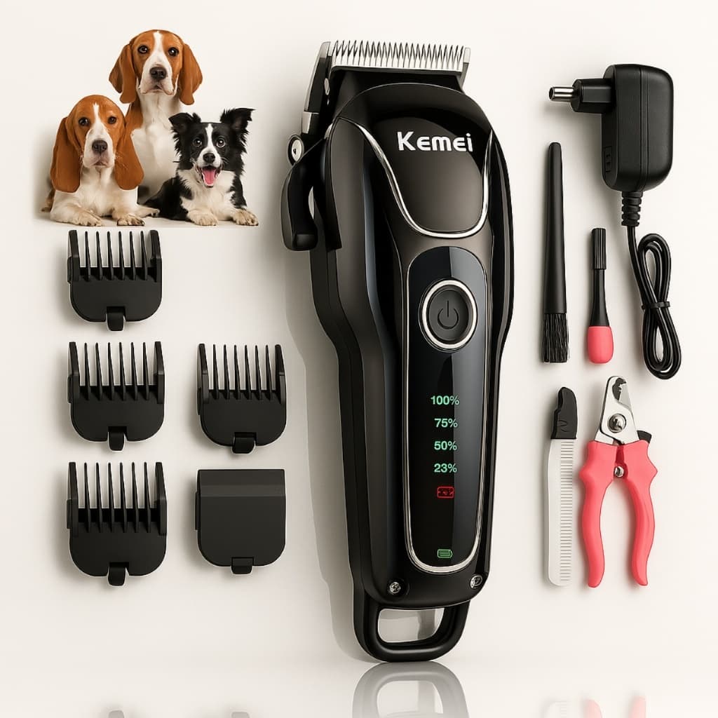 Máquininha de Tosar Cachorro Aparador De Cortar Pelo Pet Animais Cães Gato Maquina Kemei Km-1053