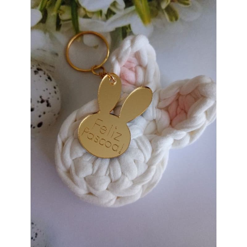 Chaveiro de Coelho, Com Tag de Feliz Páscoa, Lembrancinha de Páscoa