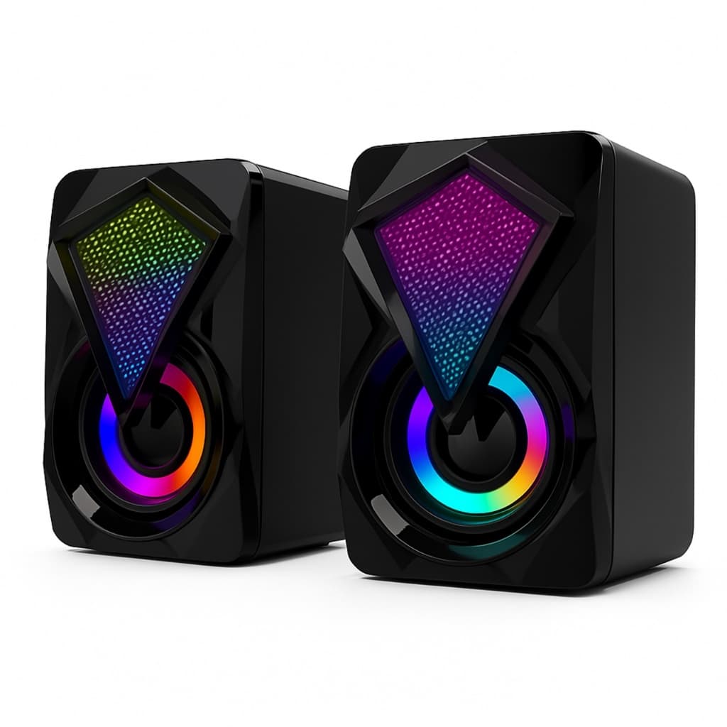 Caixa De Som Para Computador Pc Notebook 6w Led RGB Gamer Caxinha Alto Falante