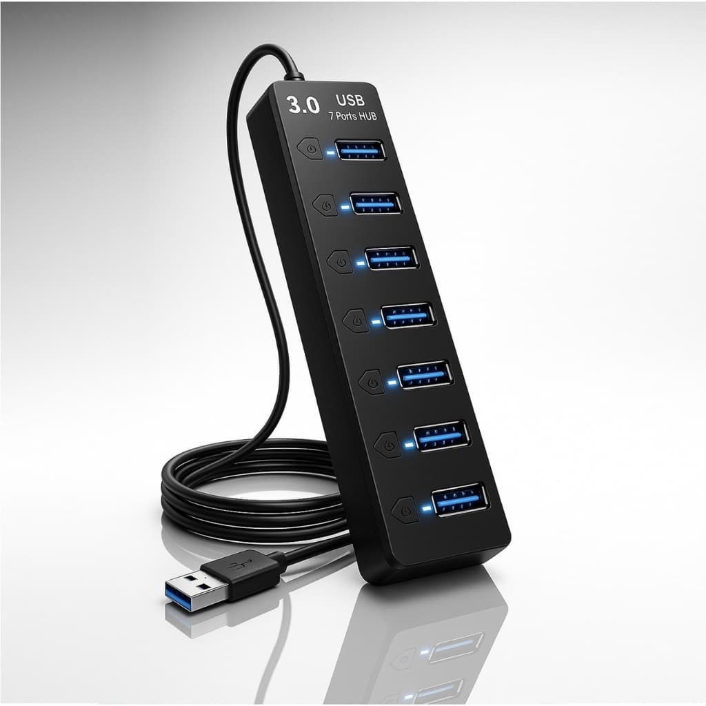 Hub Grande Cabo USB 3.0 Adaptador 7 Portas Alta Velocidade Notebook PC Mouse Teclado 5Gbps Pen Drive