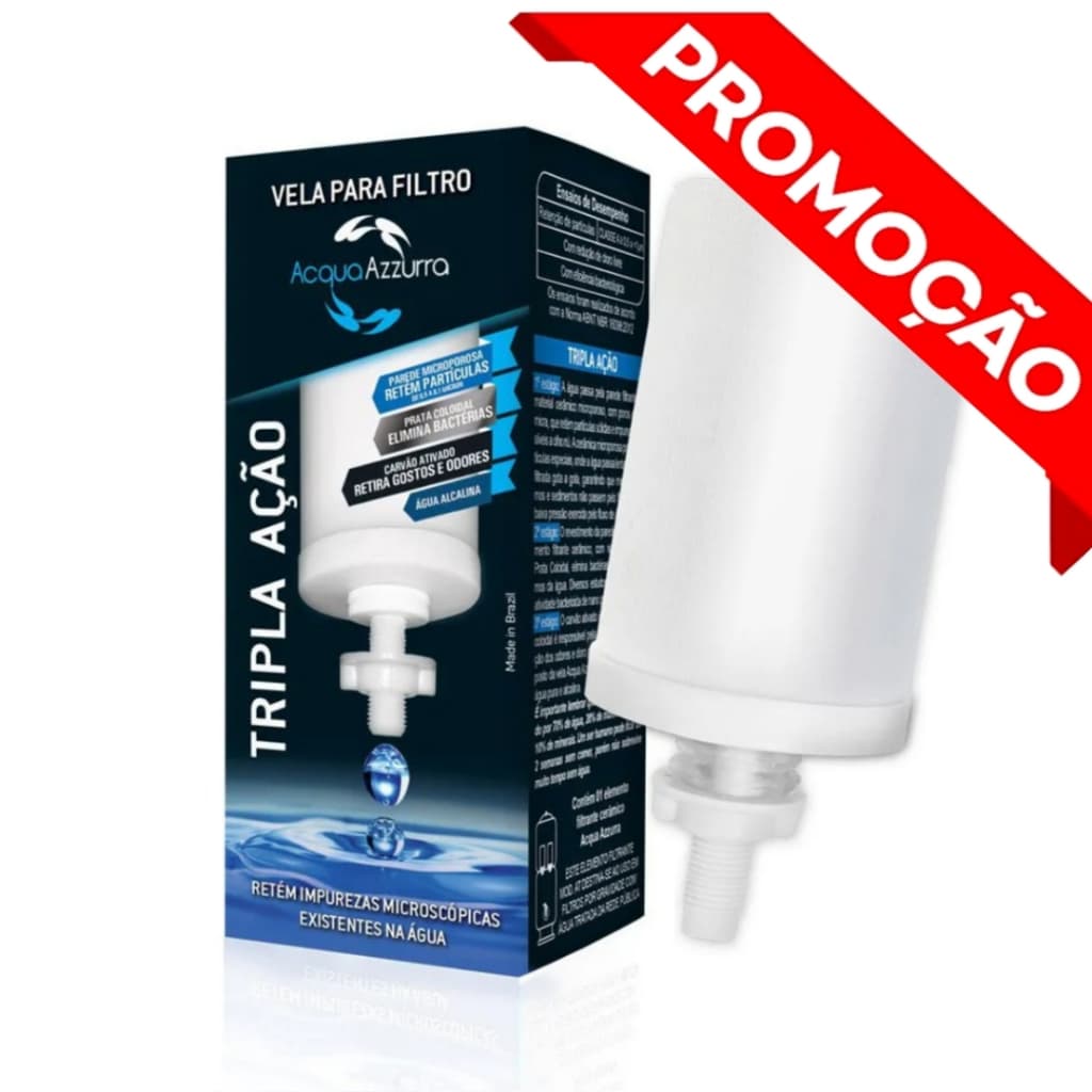 Vela Tripla Ação Alcalina, Carvão Ativado e Prata Coloidal Compatível em Todos Filtro De Barro