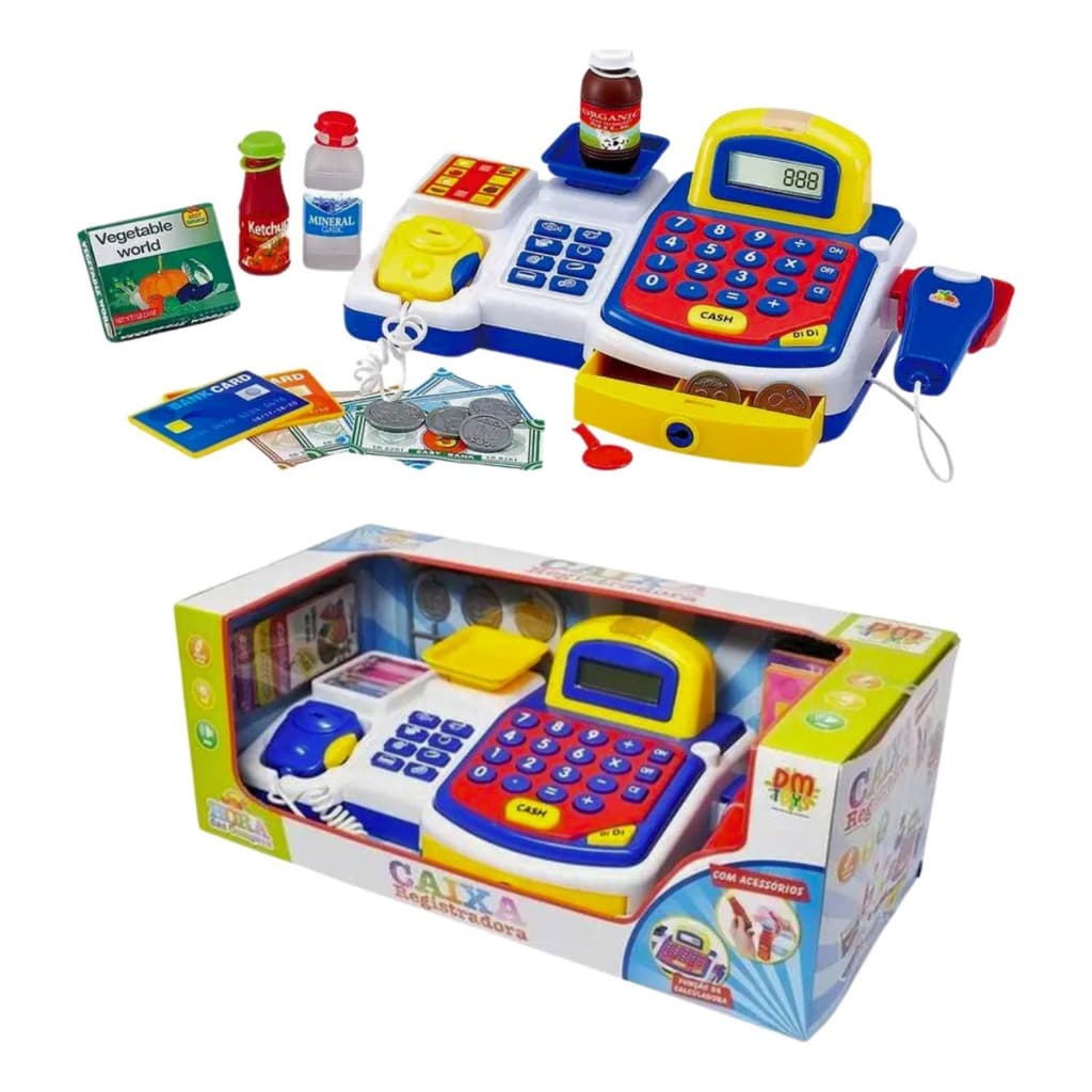 Caixa Registradora Brinquedo Infantil Completa c/ Acessórios DM Toys