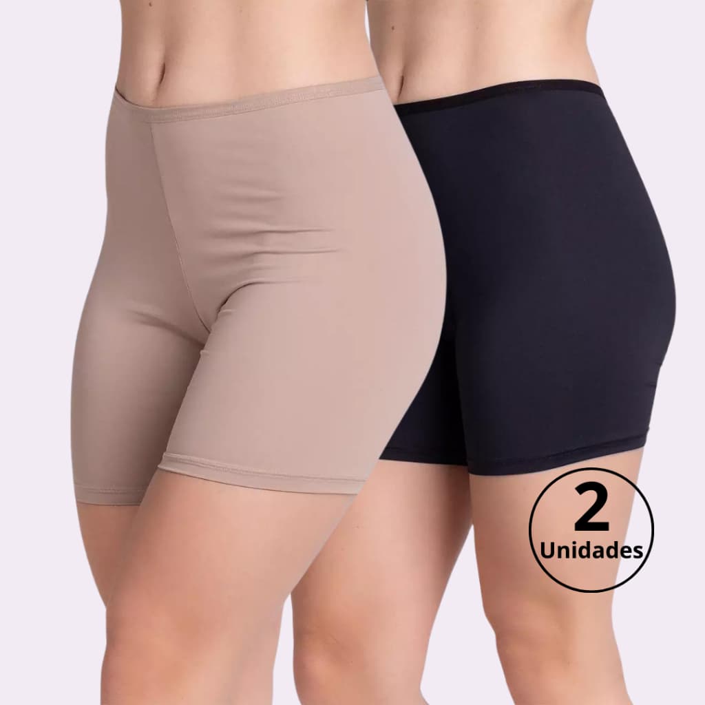 Kit 2 short segunda pele anágua liso para vestir por baixo da roupa feminino