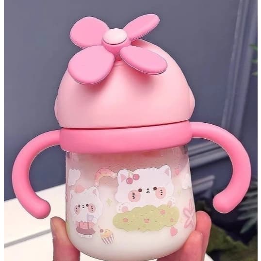 Copo Infantil 250ml Com Canudo Retrátil | Copo Treinamento Bebê Antivazamento BPA Free