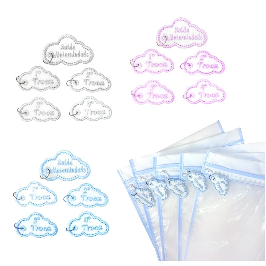 Kit 5 Tags Para Saida Maternidade Bordada Identificação De Troca Para Saquinho