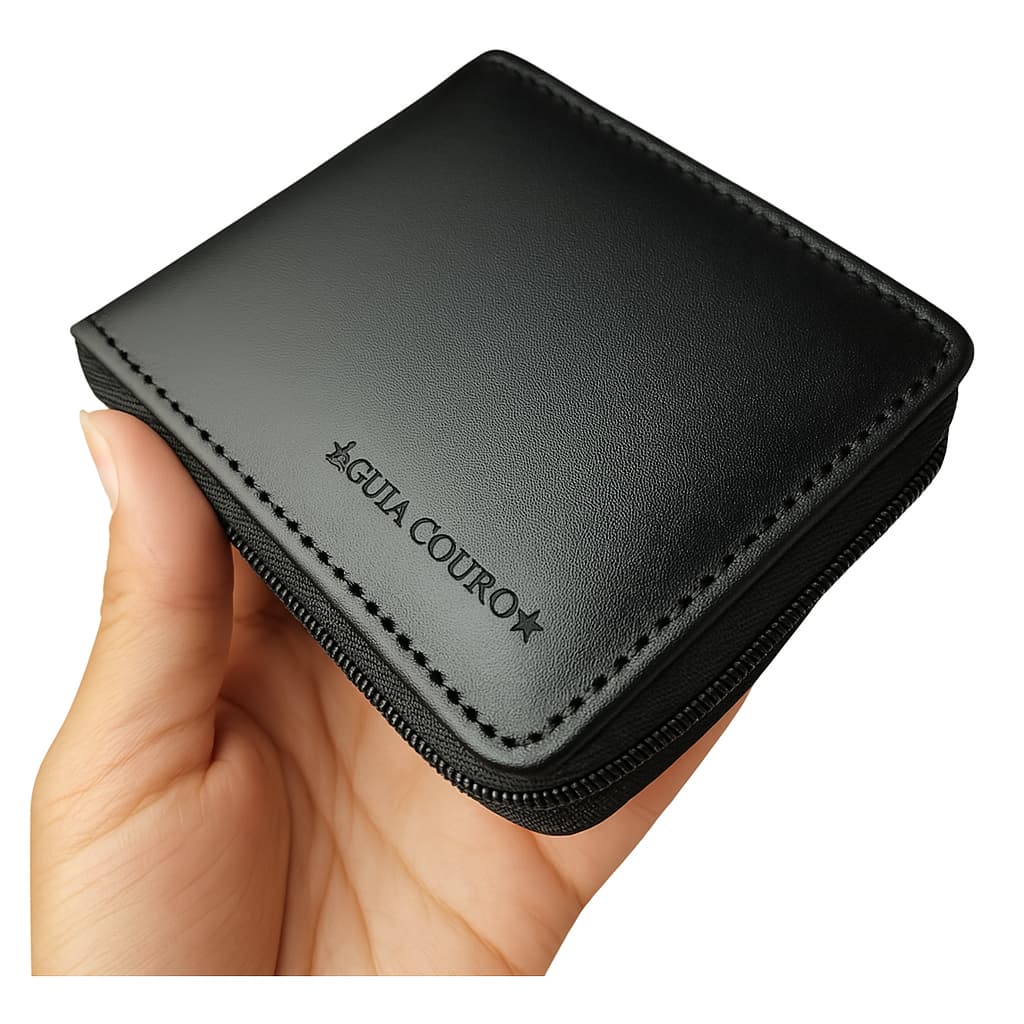 Carteira Masculina Couro Original Completo Presente Para Homem Fecho de Ziper Altissima Qualidade Pronta emprega